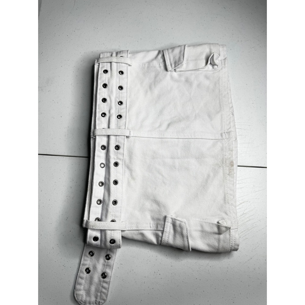 Princess Polly White Denim Cargo Mini Skirt with Wide Grommet Belt Size US 2 - Picture 2 of 4